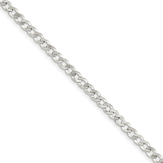 Million Charms 925 Sterling Silver 4.5mm Close Link Flat Curb Chain, Chain Length: 9 inches