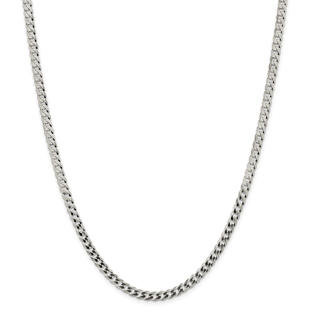 Million Charms 925 Sterling Silver 4.5mm Close Link Flat Curb Chain, Chain Length: 18 inches