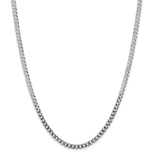 Million Charms 925 Sterling Silver 4.5mm Close Link Flat Curb Chain, Chain Length: 18 inches