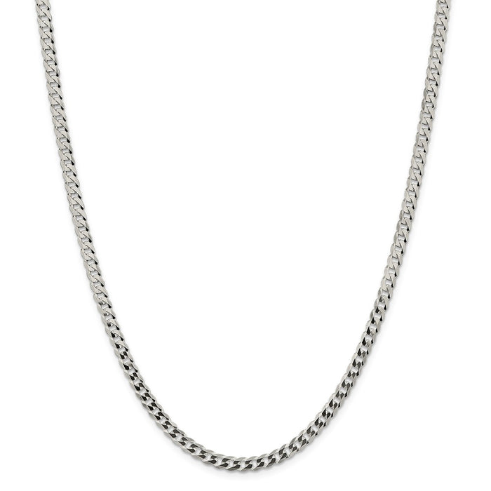 Million Charms 925 Sterling Silver 4.5mm Close Link Flat Curb Chain, Chain Length: 22 inches