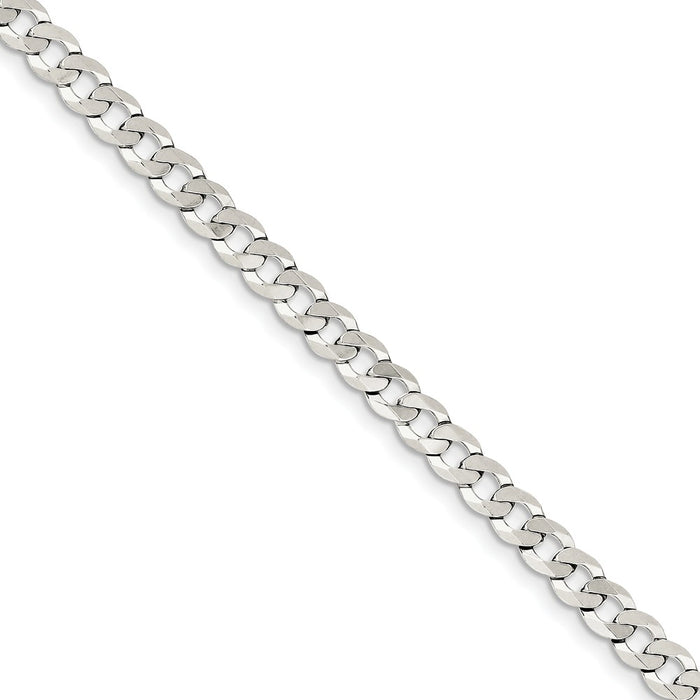 Million Charms 925 Sterling Silver 5.75mm Close Link Flat Curb Chain, Chain Length: 8 inches