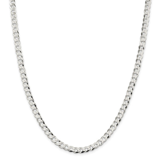 Million Charms 925 Sterling Silver 5.75mm Close Link Flat Curb Chain, Chain Length: 20 inches