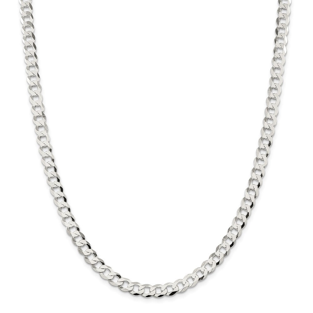 Million Charms 925 Sterling Silver 6.8mm Close Link Flat Curb Chain, Chain Length: 16 inches