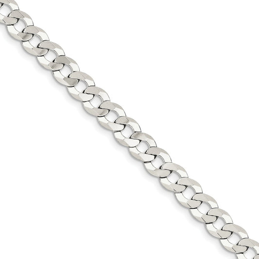 Million Charms 925 Sterling Silver 8mm Close Link Flat Curb Chain, Chain Length: 7 inches