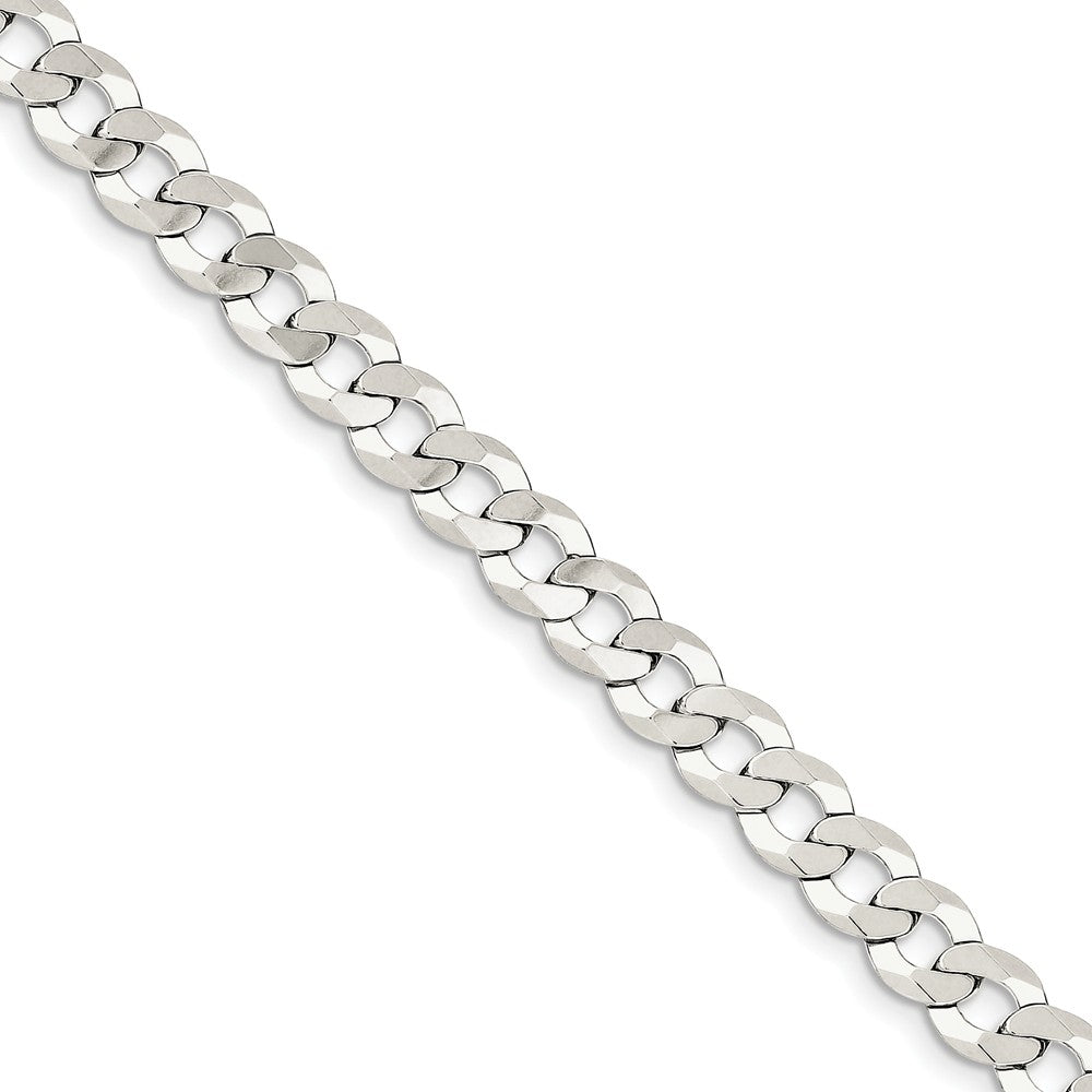 Million Charms 925 Sterling Silver 8mm Close Link Flat Curb Chain, Chain Length: 8 inches