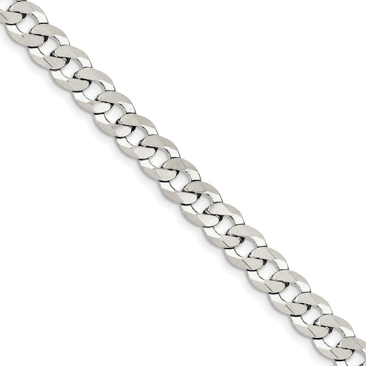 Million Charms 925 Sterling Silver 8.5mm Close Link Flat Curb Chain, Chain Length: 8 inches