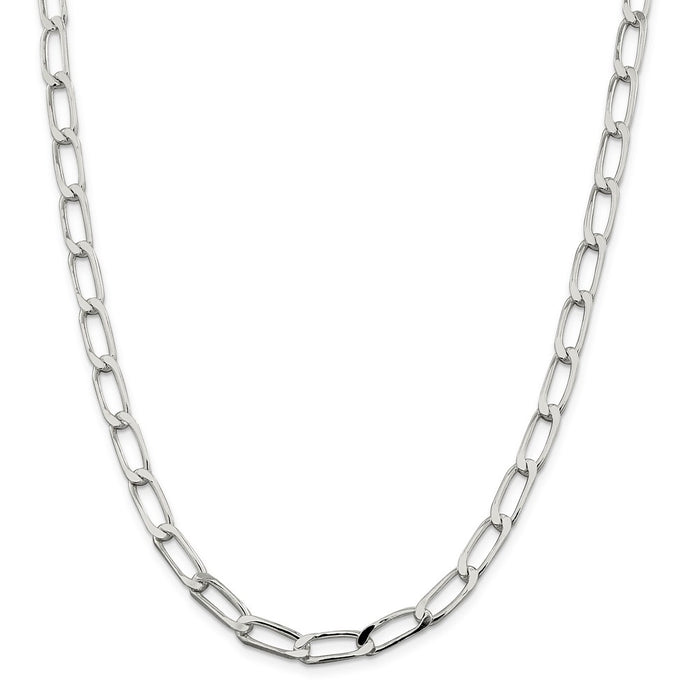 Million Charms 925 Sterling Silver 6mm Polished Long Curb Chain, Chain Length: 24 inches