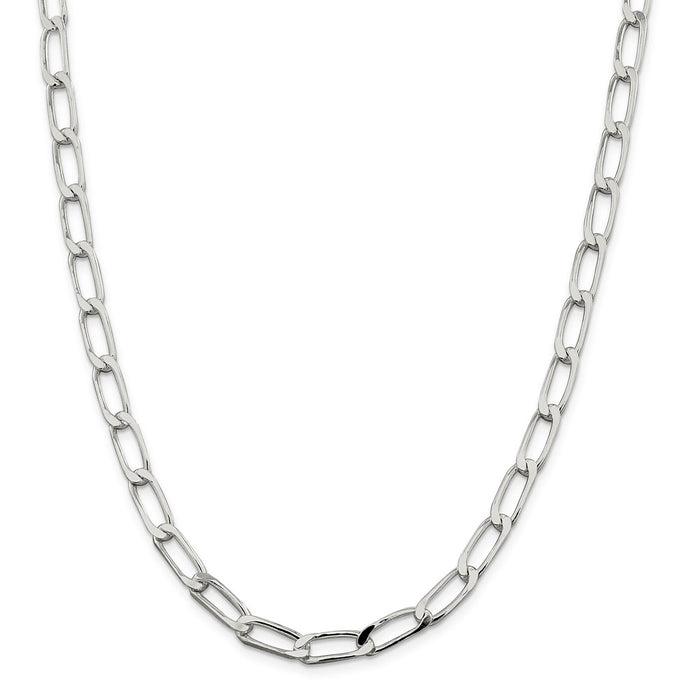 Million Charms 925 Sterling Silver 6mm Polished Long Curb Chain, Chain Length: 20 inches