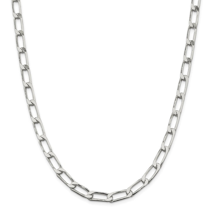 Million Charms 925 Sterling Silver 6.5mm Polished Long Curb Chain, Chain Length: 24 inches