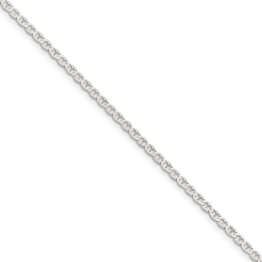 Million Charms 925 Sterling Silver 3.1mm Polished Flat Anchor Chain, Chain Length: 9 inches