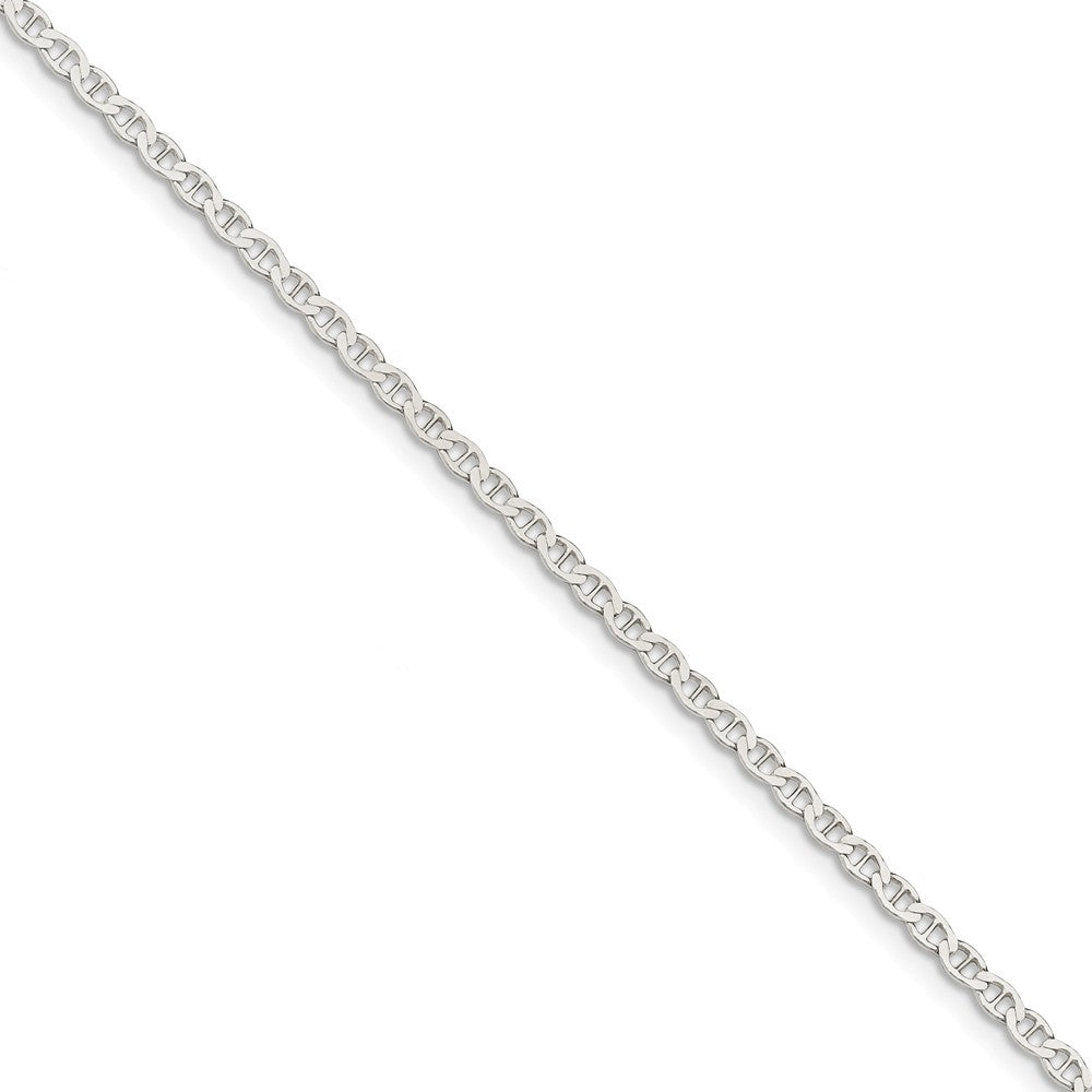 Million Charms 925 Sterling Silver 3.1mm Polished Flat Anchor Chain, Chain Length: 8 inches