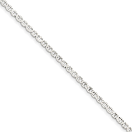 Million Charms 925 Sterling Silver 4mm Polished Flat Anchor Chain, Chain Length: 9 inches