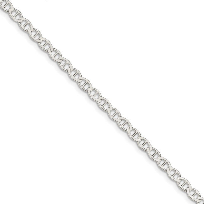 Million Charms 925 Sterling Silver 4.75mm Polished Flat Anchor Chain, Chain Length: 8 inches