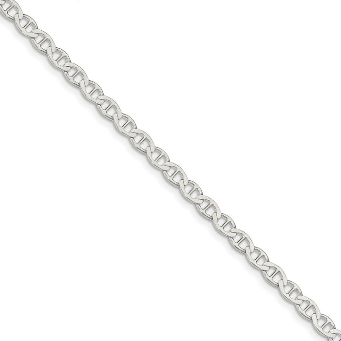 Million Charms 925 Sterling Silver 4.75mm Polished Flat Anchor Chain, Chain Length: 7 inches