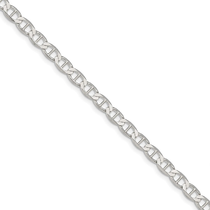 Million Charms 925 Sterling Silver 5.7mm Polished Flat Anchor Chain, Chain Length: 7 inches