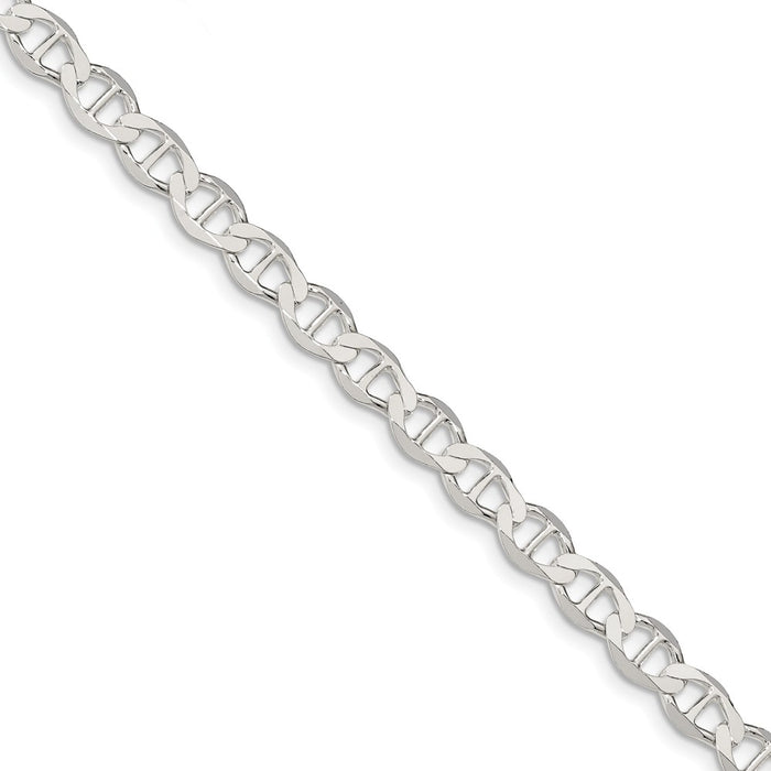 Million Charms 925 Sterling Silver 7.1mm Polished Flat Anchor Chain, Chain Length: 8 inches