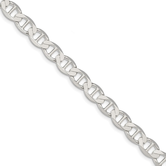 Million Charms 925 Sterling Silver 8.9mm Polished Flat Anchor Chain, Chain Length: 9 inches