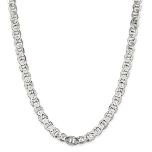Million Charms 925 Sterling Silver 8.9mm Semi-Solid Flat Anchor Chain, Chain Length: 18 inches