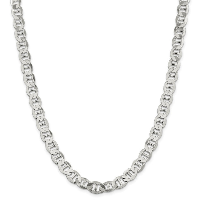 Million Charms 925 Sterling Silver 8.9mm Semi-Solid Flat Anchor Chain, Chain Length: 22 inches