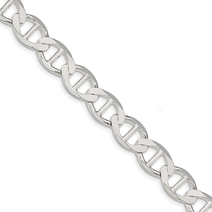 Million Charms 925 Sterling Silver 12.3mm Polished Flat Anchor Chain, Chain Length: 8 inches
