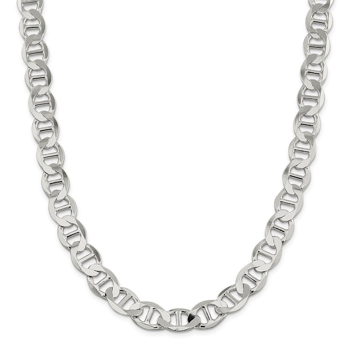 Million Charms 925 Sterling Silver 12.3mm Semi-Solid Flat Anchor Chain, Chain Length: 20 inches