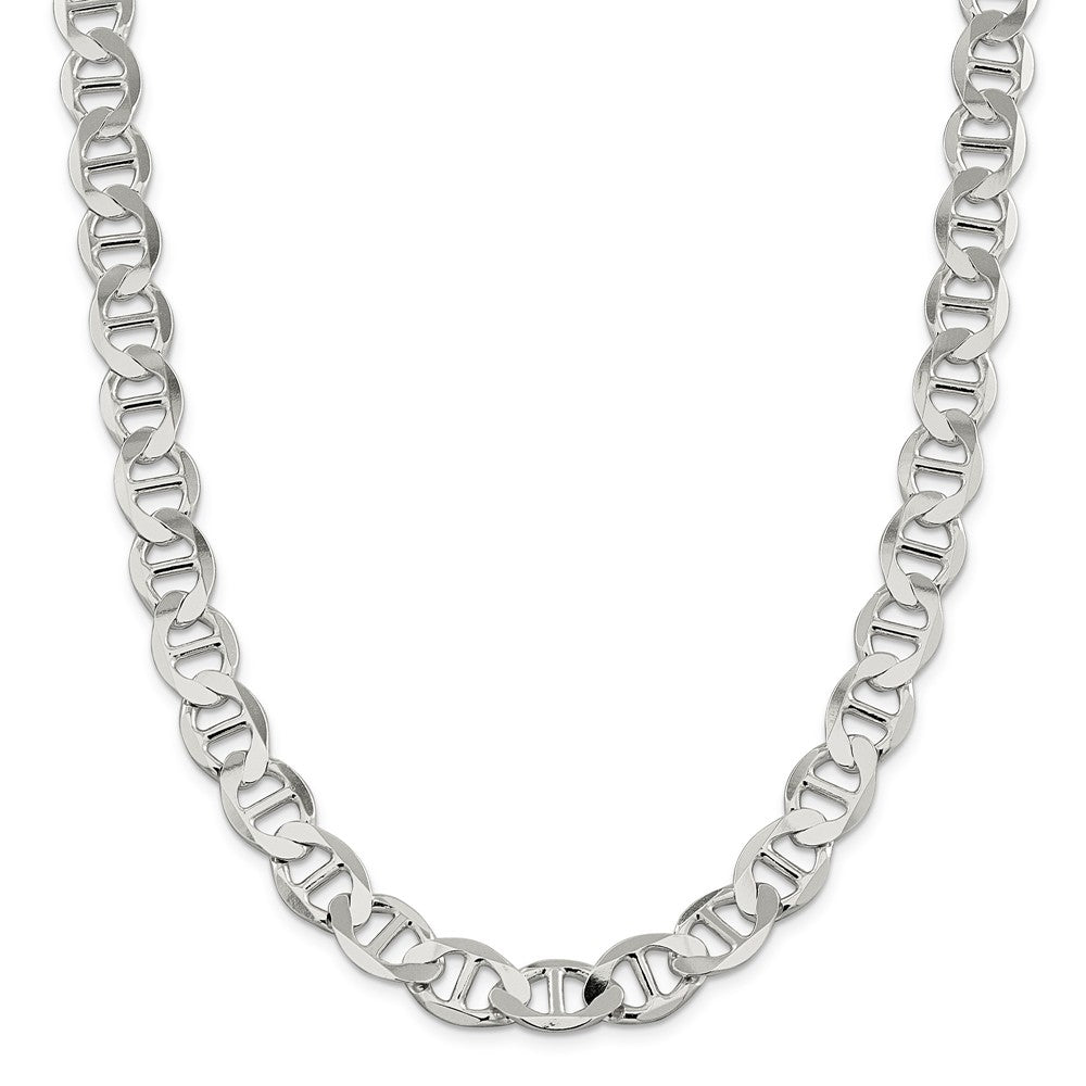 Million Charms 925 Sterling Silver 12.3mm Semi-Solid Flat Anchor Chain, Chain Length: 26 inches