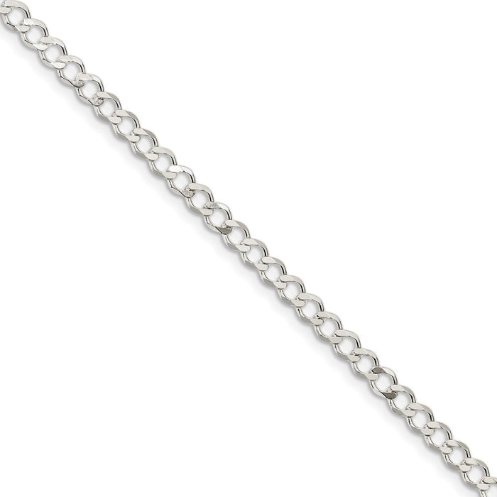 Million Charms 925 Sterling Silver 4.5mm Polished Flat Curb Chain, Chain Length: 8 inches