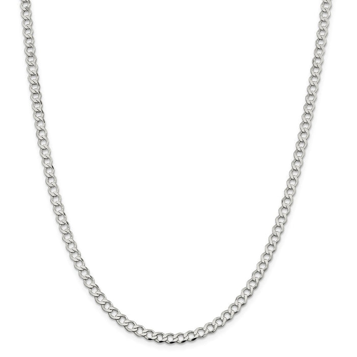 Million Charms 925 Sterling Silver 4.5mm Polished Flat Curb Chain, Chain Length: 18 inches