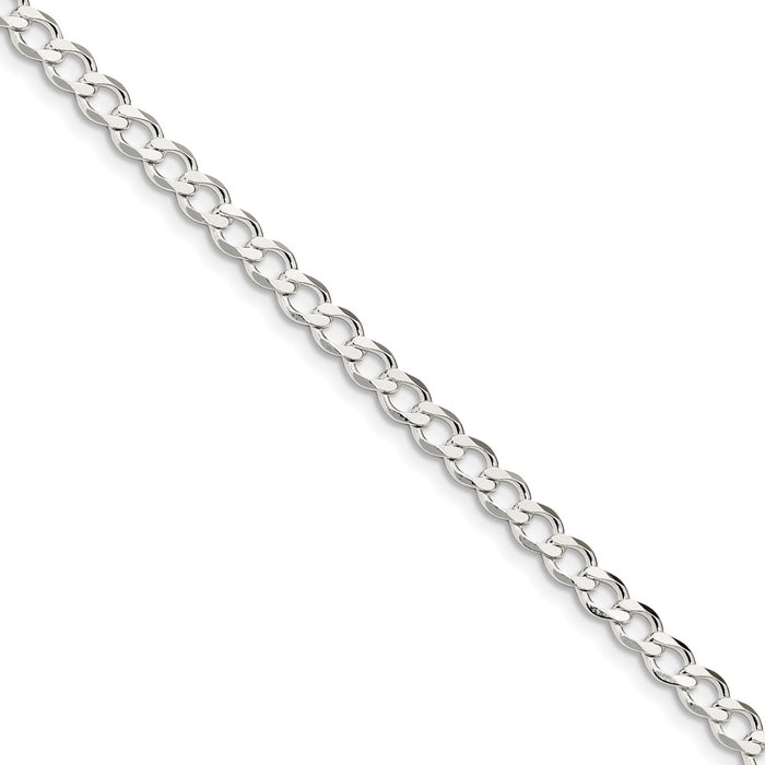 Million Charms 925 Sterling Silver 5.3mm Polished Flat Curb Chain, Chain Length: 7 inches