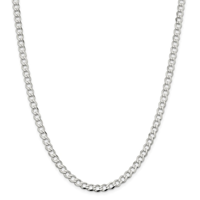 Million Charms 925 Sterling Silver 5.3mm Polished Flat Curb Chain, Chain Length: 18 inches