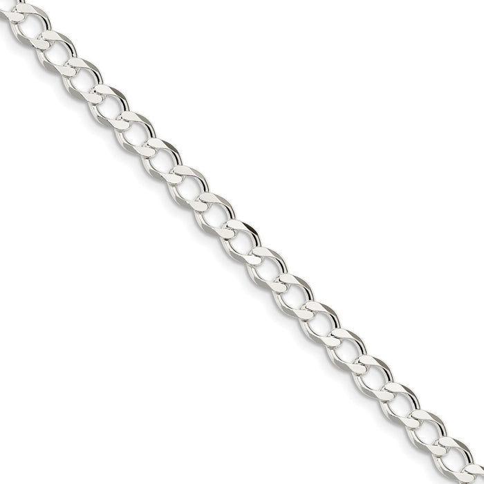 Million Charms 925 Sterling Silver 6.4mm Polished Flat Curb Chain, Chain Length: 7 inches