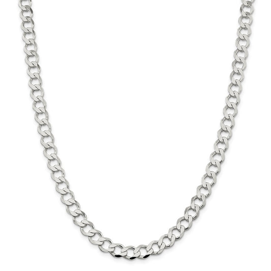 Million Charms 925 Sterling Silver 8.1mm Polished Flat Curb Chain, Chain Length: 20 inches