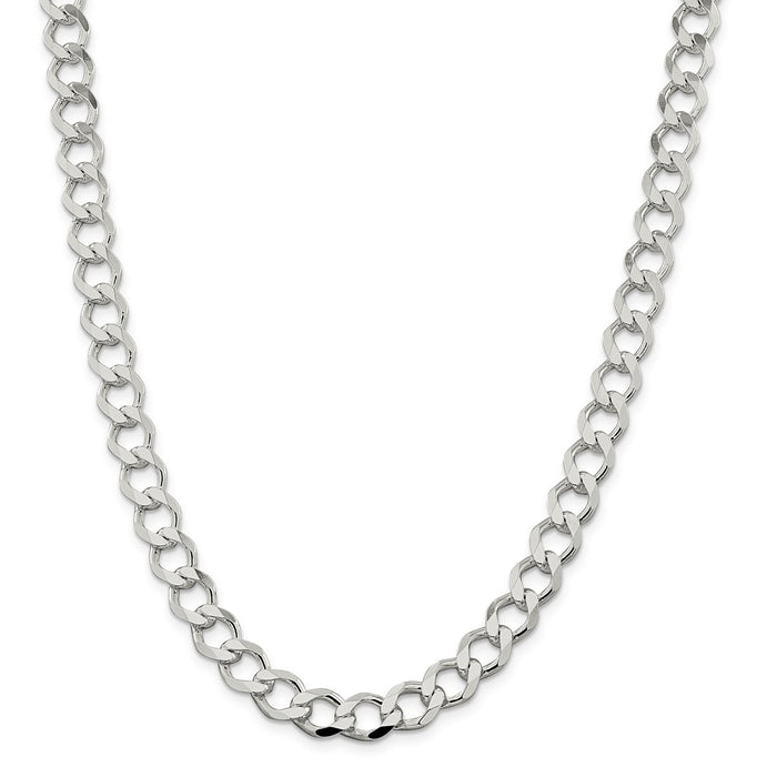 Million Charms 925 Sterling Silver 9.8mm Polished Flat Curb Chain, Chain Length: 20 inches
