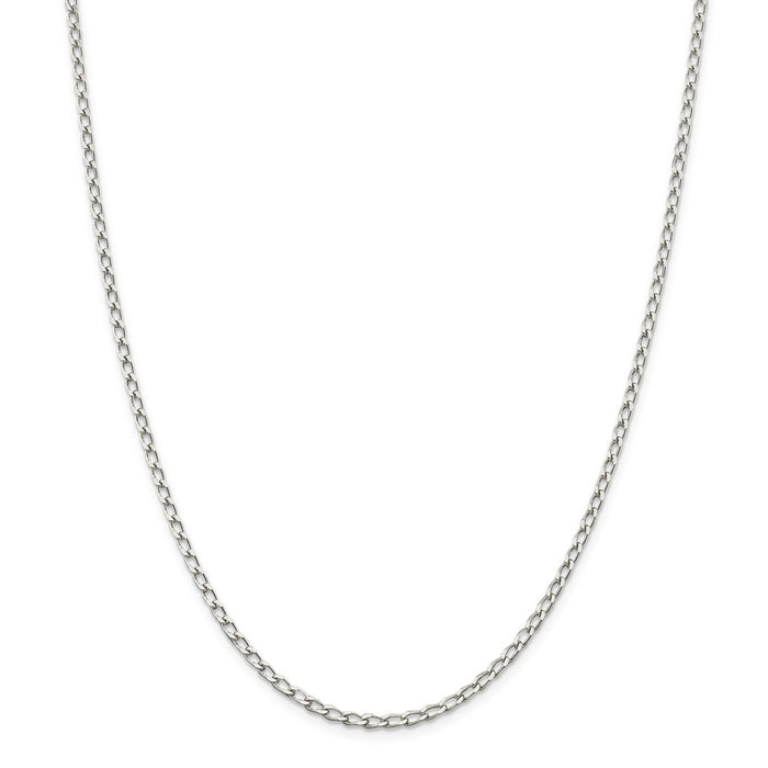 Million Charms 925 Sterling Silver 2.8mm Open Link Chain, Chain Length: 10 inches
