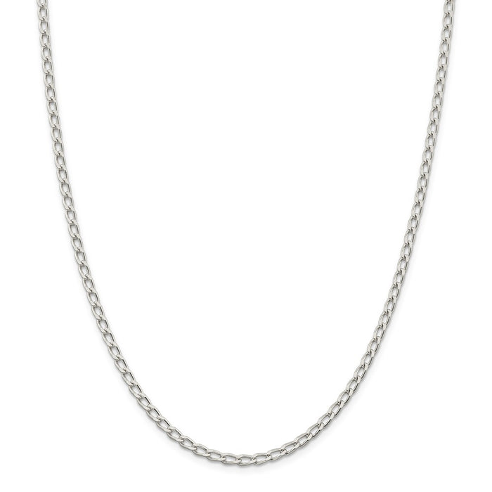Million Charms 925 Sterling Silver Rhodium Plated 3.2mm Open Link Chain, Chain Length: 7 inches