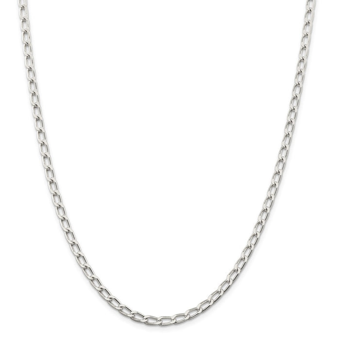 Million Charms 925 Sterling Silver Rhodium Plated 4.3mm Open Link Chain, Chain Length: 7 inches