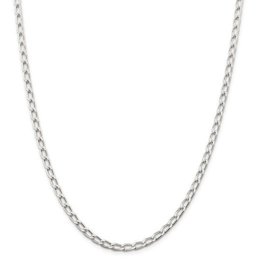 Million Charms 925 Sterling Silver Rhodium Plated 4.3mm Open Link Chain, Chain Length: 8 inches