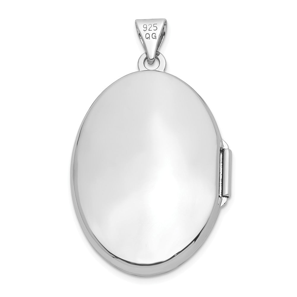 Million Charms 925 Sterling Silver Rhodium-Plated Oval Relgious Cross Locket
