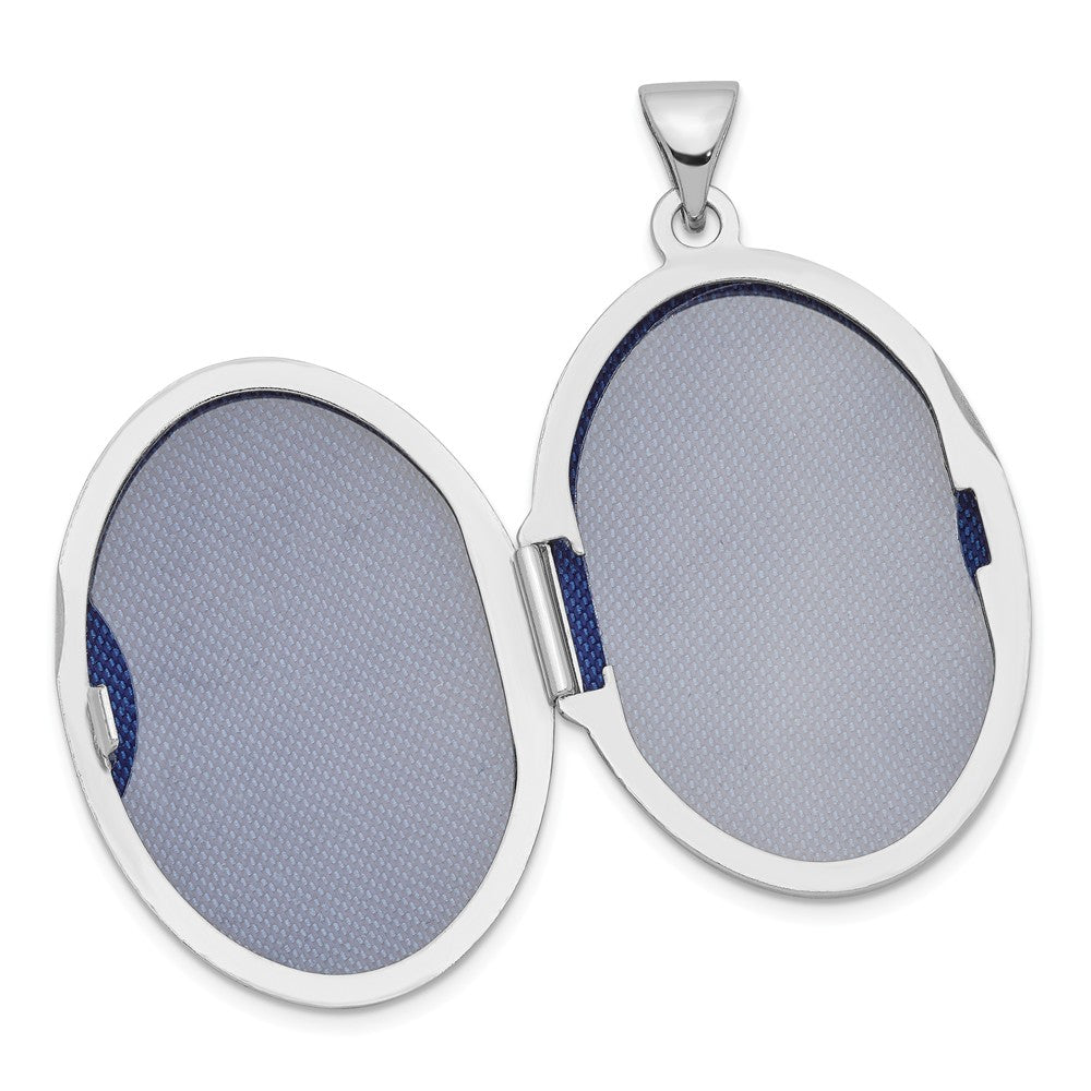 Million Charms 925 Sterling Silver Rhodium-Plated Oval Relgious Cross Locket