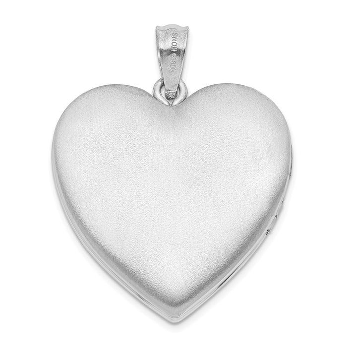 Million Charms 925 Sterling Silver Rhodium-Plated 24Mm With Relgious Cross Design Heart Locket