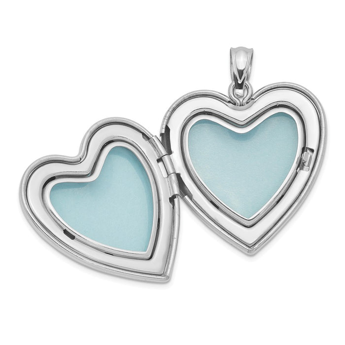 Million Charms 925 Sterling Silver Rhodium-Plated 24Mm With Relgious Cross Design Heart Locket