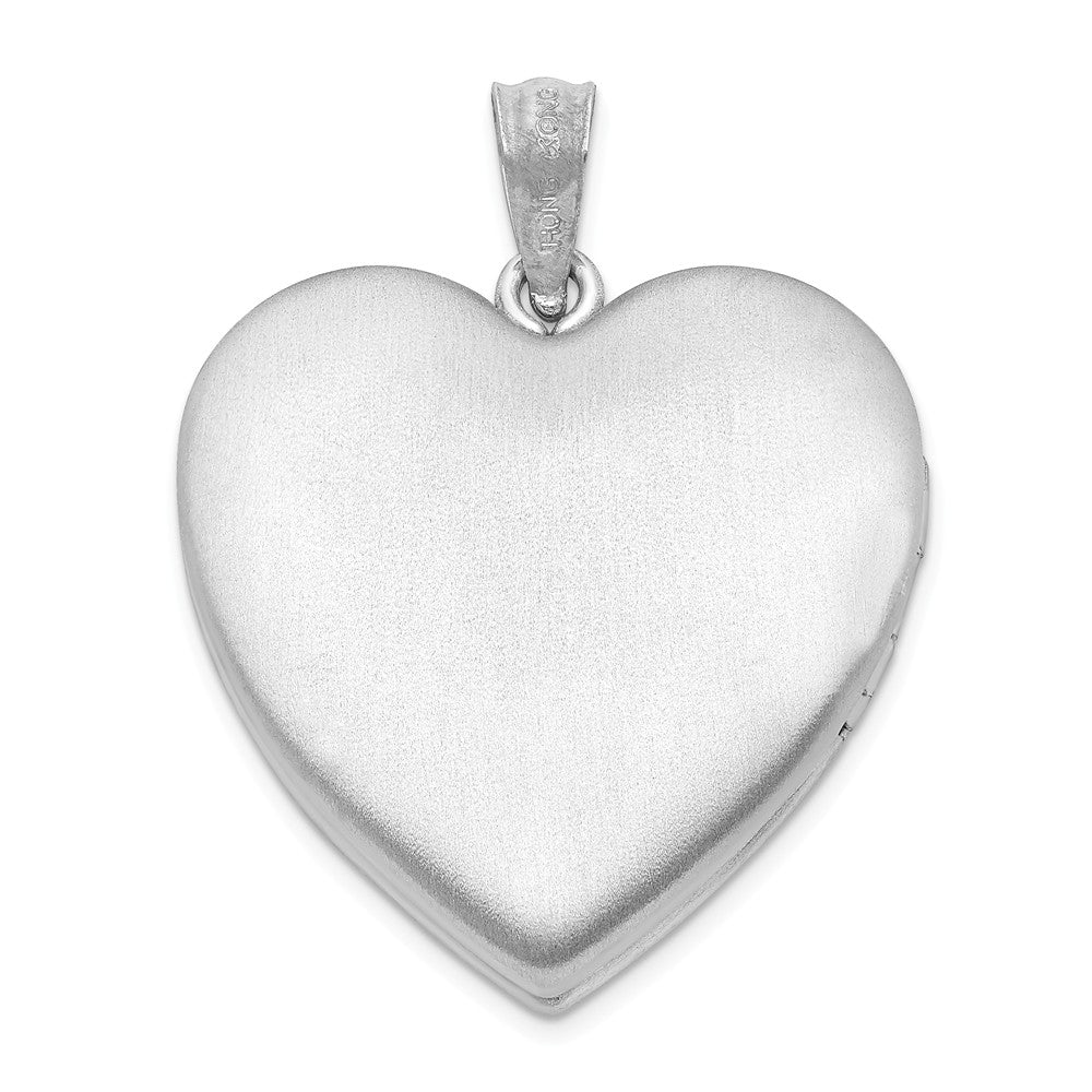 Million Charms 925 Sterling Silver Rhodium-Plated 24Mm With Dia. Relgious Cross Design Family Heart Locke