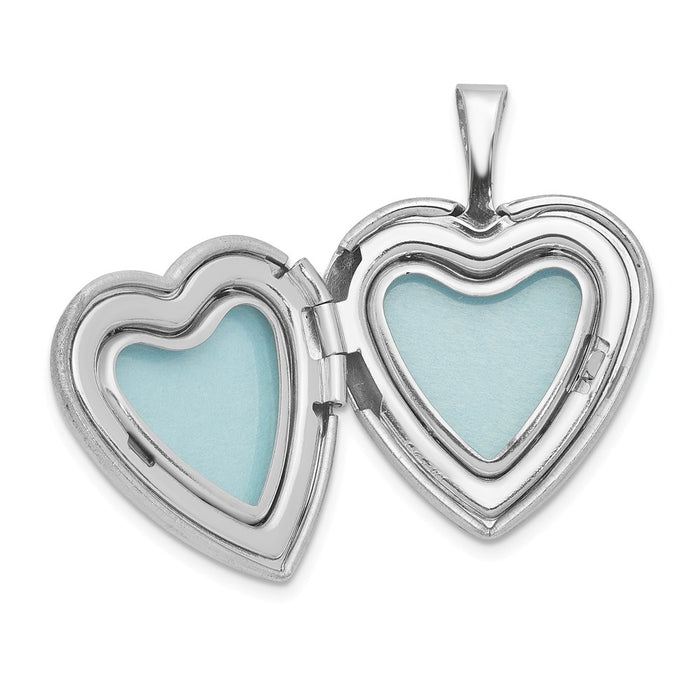 Million Charms 925 Sterling Silver Rhodium-Plated 16Mm Diamond-Cut Relgious Cross Heart Locket