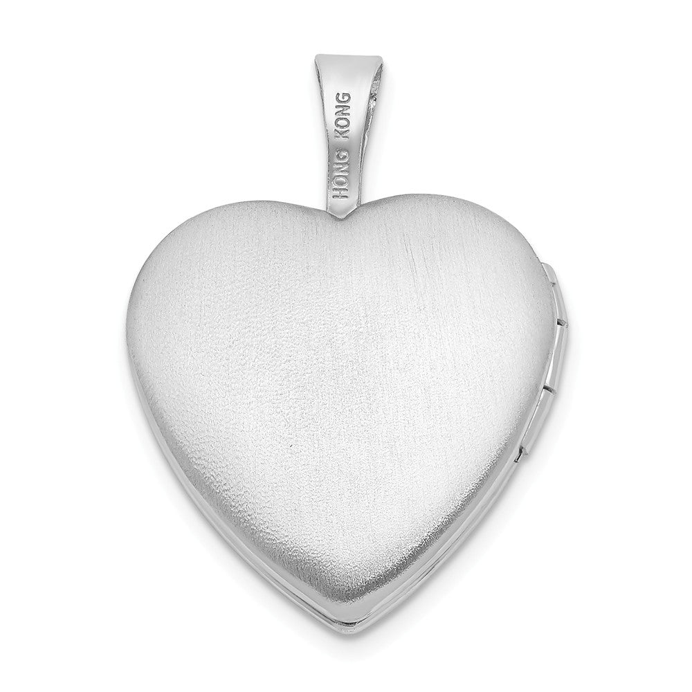 Million Charms 925 Sterling Silver Rhodium-Plated 16Mm Diamond-Cut & Enameled Relgious Cross & Flowers Heart Lo