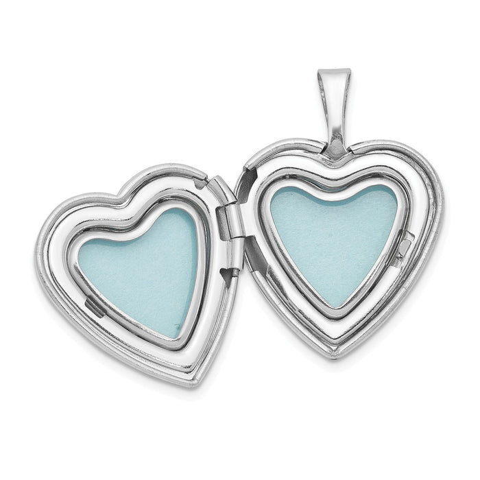 Million Charms 925 Sterling Silver Rhodium-Plated 16Mm Diamond-Cut & Enameled Relgious Cross & Flowers Heart Lo
