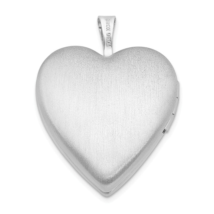 Million Charms 925 Sterling Silver Rhodium-Plated 20Mm Satin & Diamond-Cut Relgious Cross Heart Locket