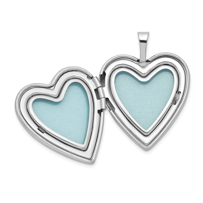 Million Charms 925 Sterling Silver Rhodium-Plated 20Mm Satin & Diamond-Cut Relgious Cross Heart Locket