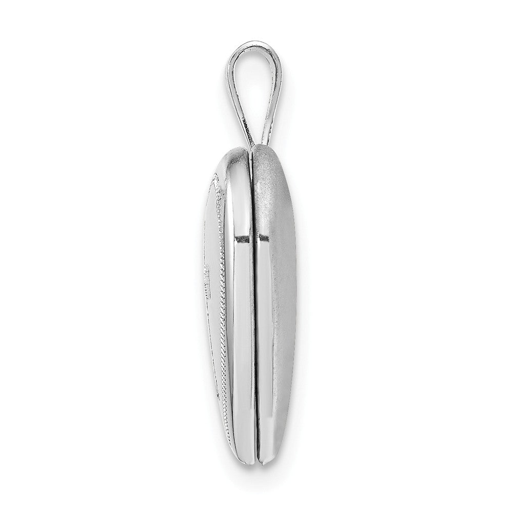 Million Charms 925 Sterling Silver Rhodium-Plated 16Mm Relgious Cross Heart Locket