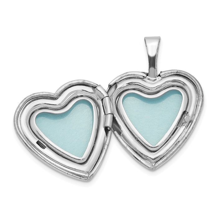 Million Charms 925 Sterling Silver Rhodium-Plated 16Mm Relgious Cross Heart Locket