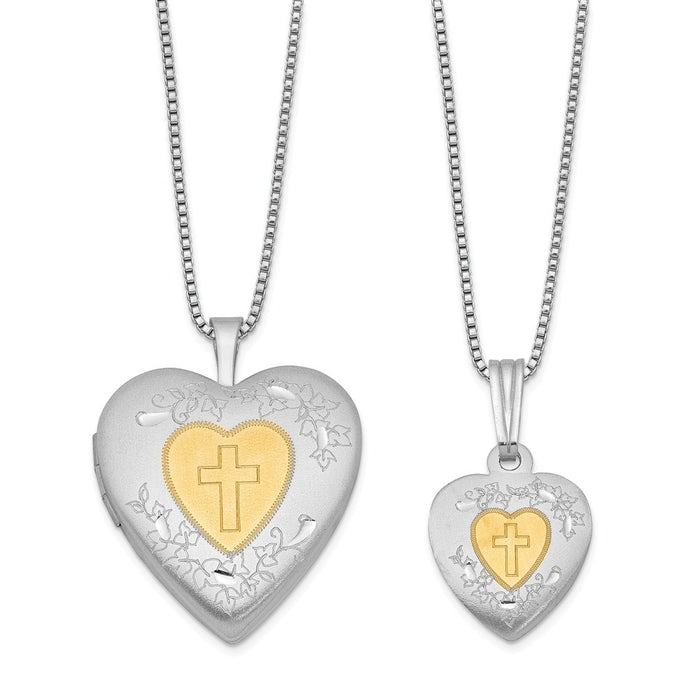 Stella Silver Jewelry Set - 925 Sterling Silver Rhodium-plated Gold-plated Heart Locket & Pendant Set